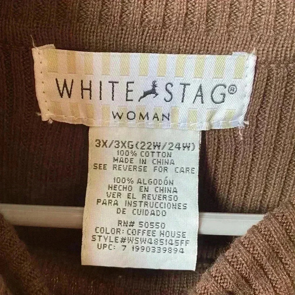 Chocolate Brown Turtleneck Sweater, 100% Cotton, Women’s Size 3X (22W/24W) - Picture 7 of 9